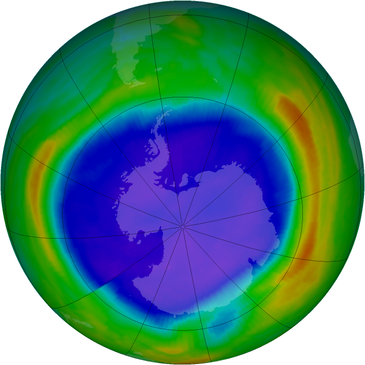 Antarctic ozone map for 15 September 1999